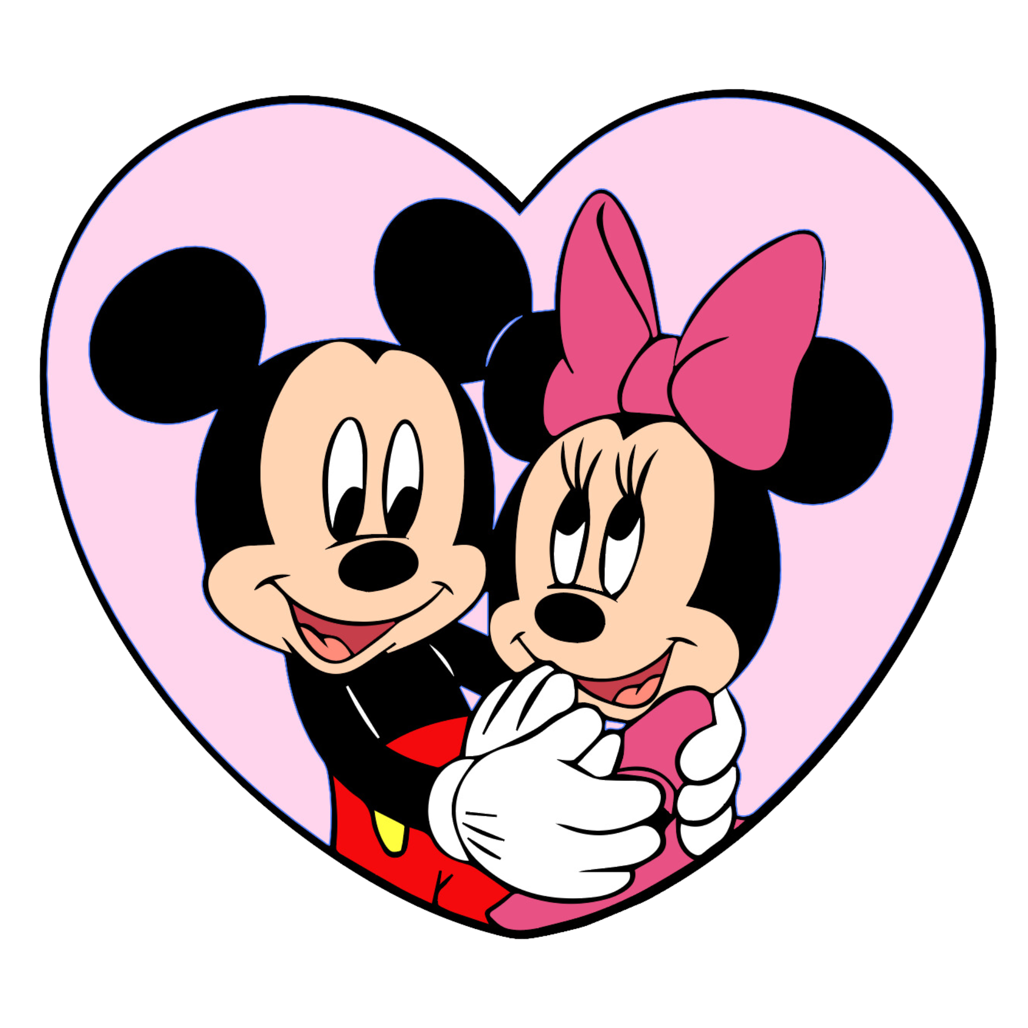 Mickey și Minnie într-o inimă